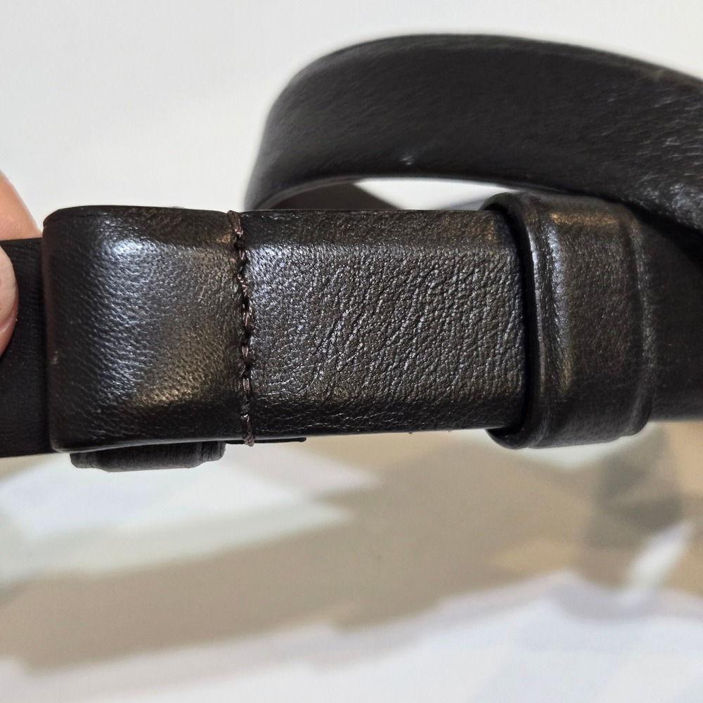Chico's Leather Belt Women S/M Dark Brown Satin Gold Hook Adjustable 25"-37" - Picture 4 of 7